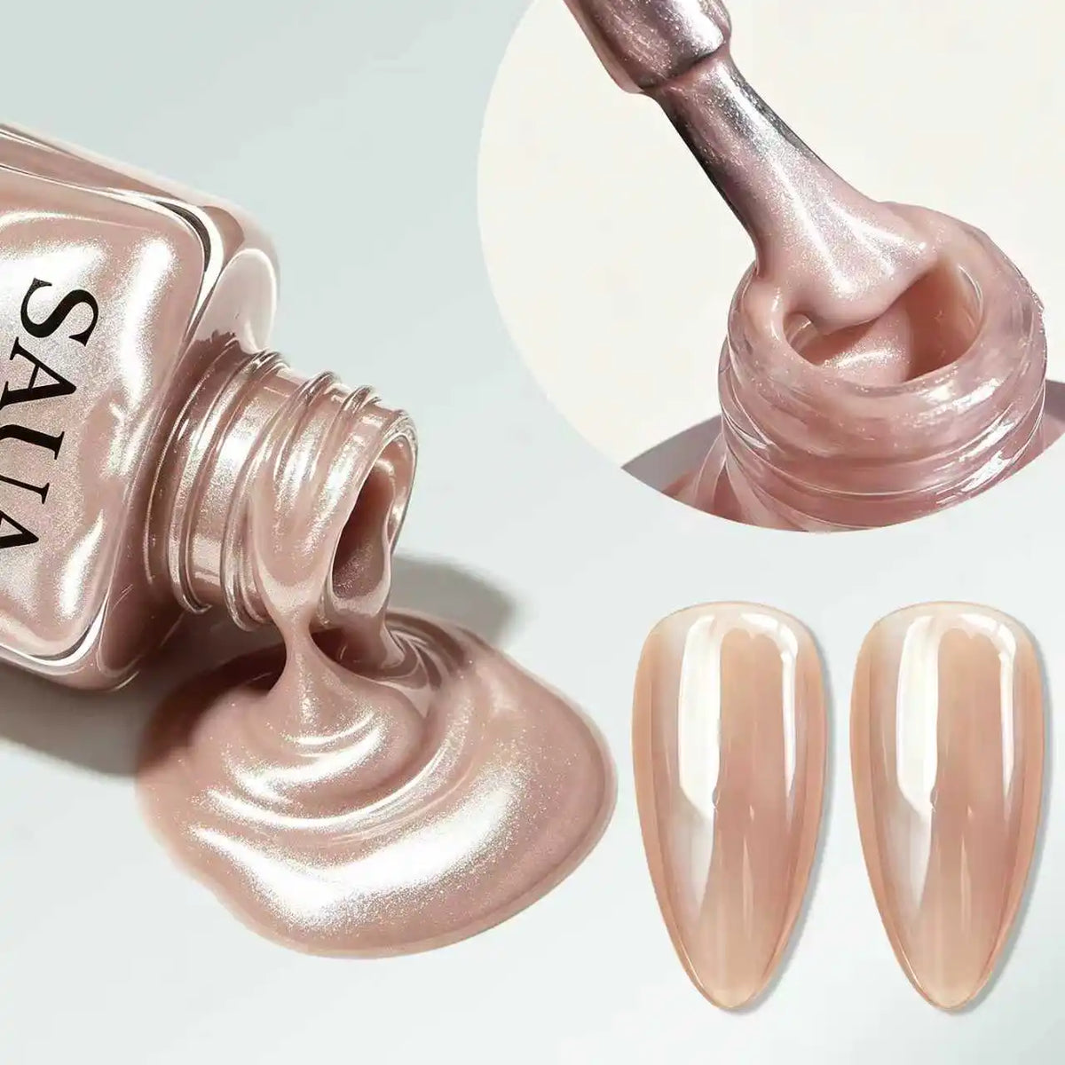 10ML Champagne Color Nail Polish, Fast-Drying, No UV Lamp Needed, Pearl Cream Texture, High Gloss,For Daily Use and Parties