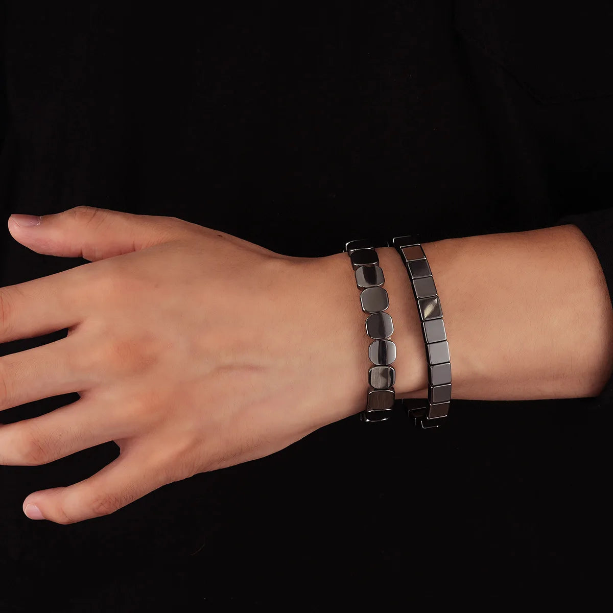 1pcs Hematite Bracelet For Men Reclaim Your Edge Confidence Natural Hematite Stone Beaded Stretch Healing Bracelets Gift Jewelry