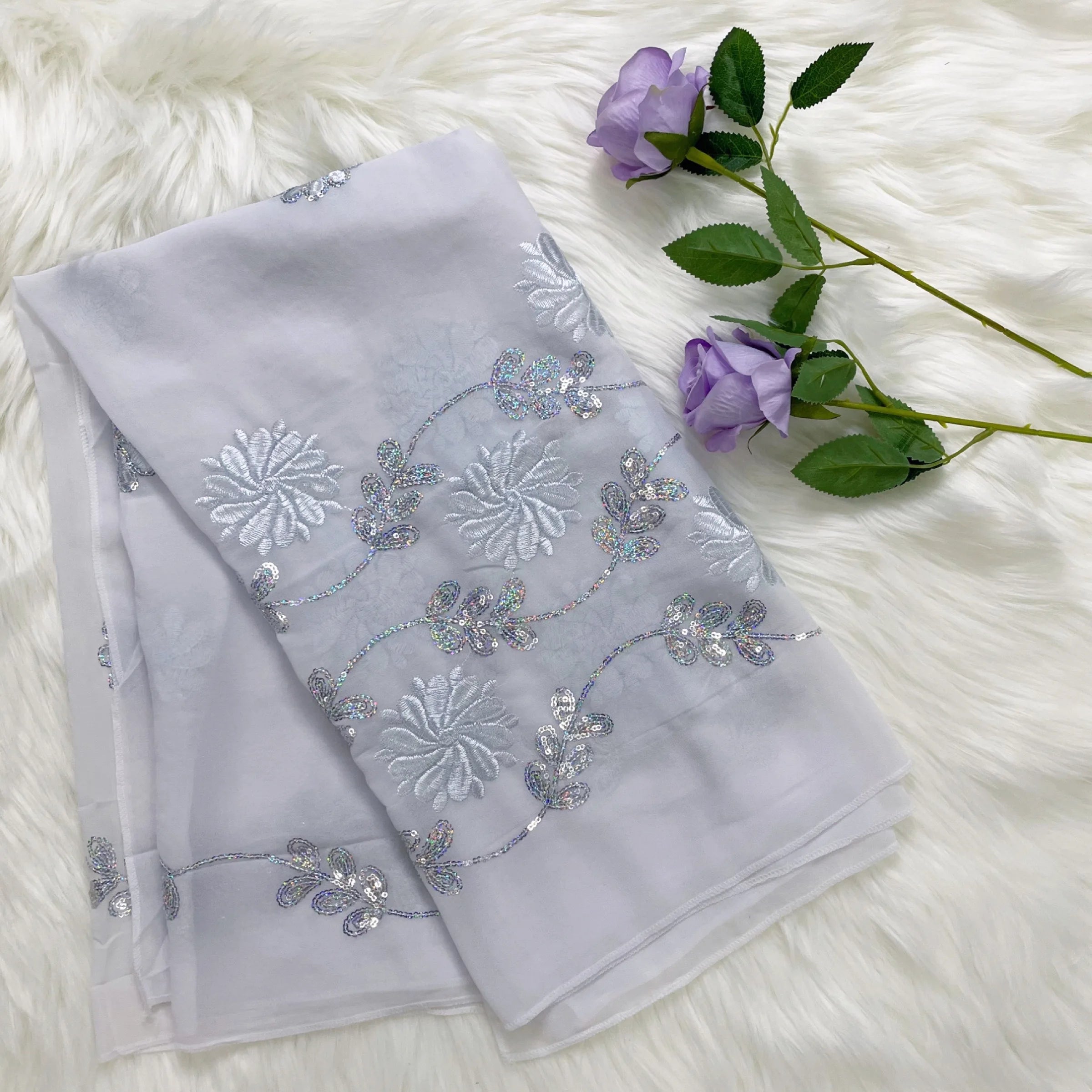 2023 Latest African Spring Women Scarf Chiffon Sequin Embroidered Ramadan Hijab Shawl Fashionable Casual Diamond  Headscarf