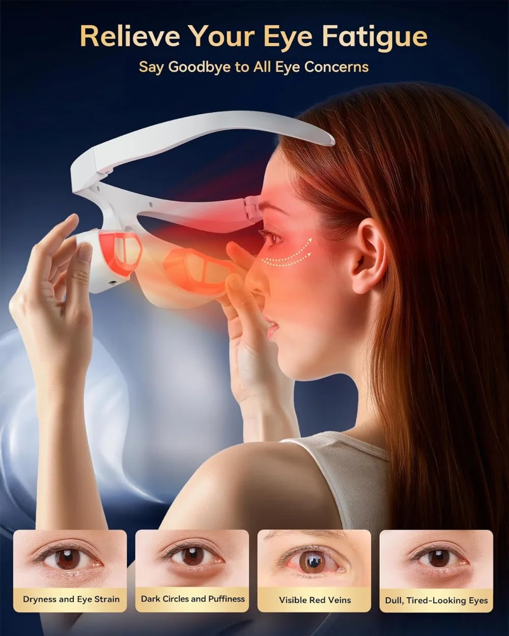 Smart Eye Massager 3D Red Light Eye Fatigue Dark Circles Relaxing Under-Eye Glasses Massage Beauty Machine