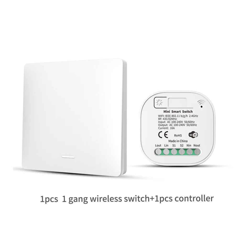Outdoor Waterproof Smart Light Switch 1/2/3 Gang Tuya WiFi Self Powered No Battery Required with App & Voice Remote Control