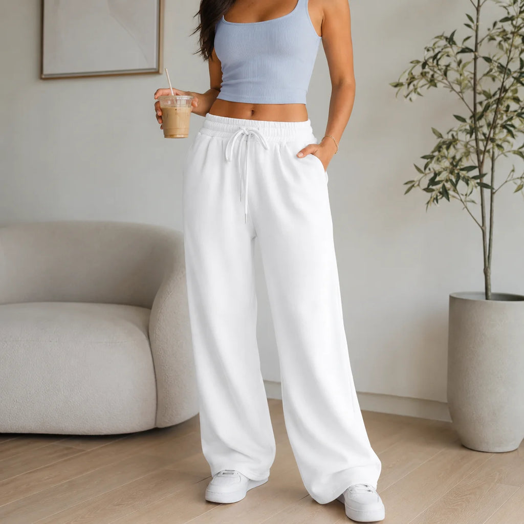 Women Summer Sweatpants 14 Colors Wide Leg Loose Fit Sports Pants Comfortable Drawstring Elastic Waist Casual Streetwear Joggers