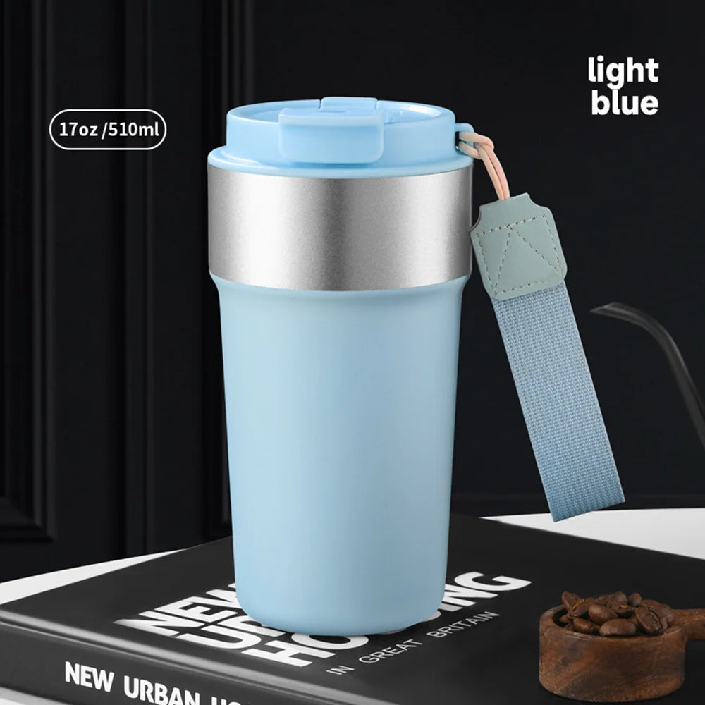 17oz/510ml Insulated Cup 304 Stainless Steel Thermos Coffee Cup Leak-Proof Water Cup with Lid Travel Mug Keep Hot Cold