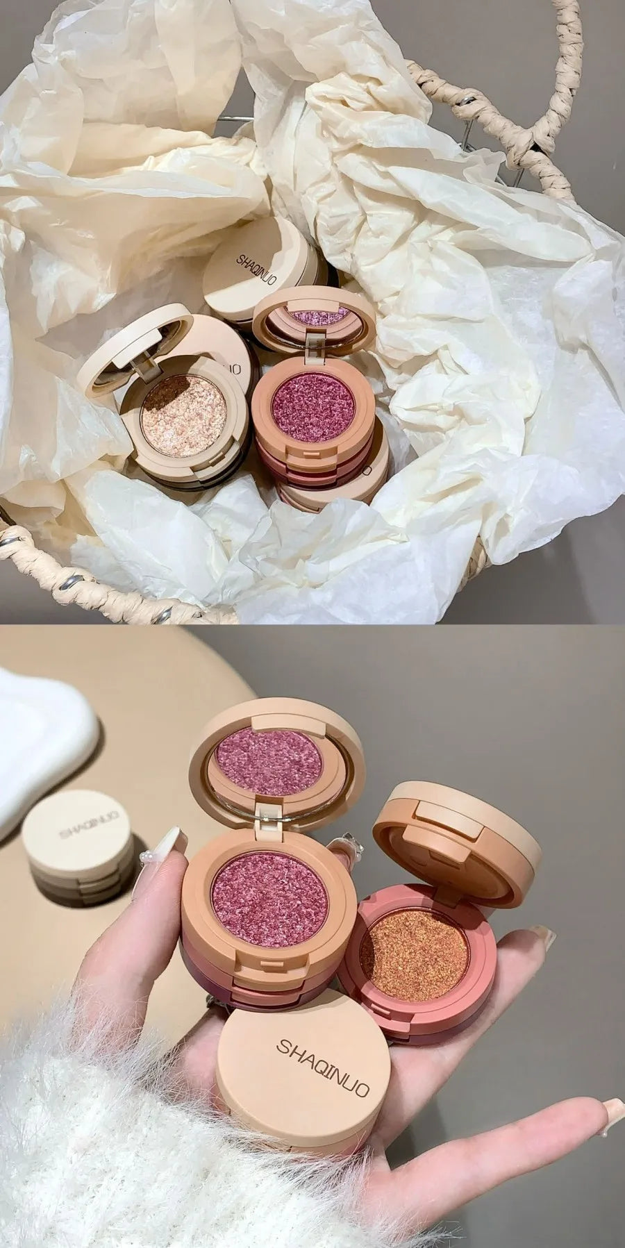 SHAQINUO Three-color Flip-top Eyeshadow Matte Pearlescent Earth-tone Eyeshadow Palette, One Palette to Complete Your Makeup