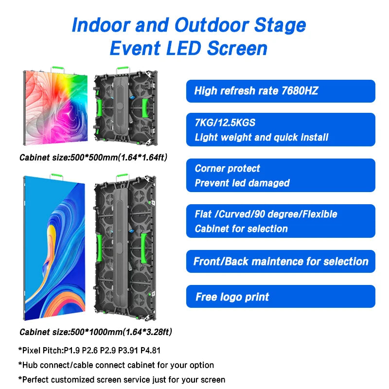 wedding backdrop event decoration indoor LED screen Outdoor Portable  X 2m P2 P3 P4 500x1000 Rental Led Display Screen Panel