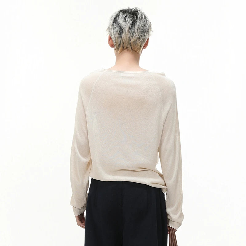 IEFB Niche Design Men's Tees Long Sleeved Round Collar Lace-up Solid Color Simple Tops Loose Pullover Male Tees Autumn 9X533