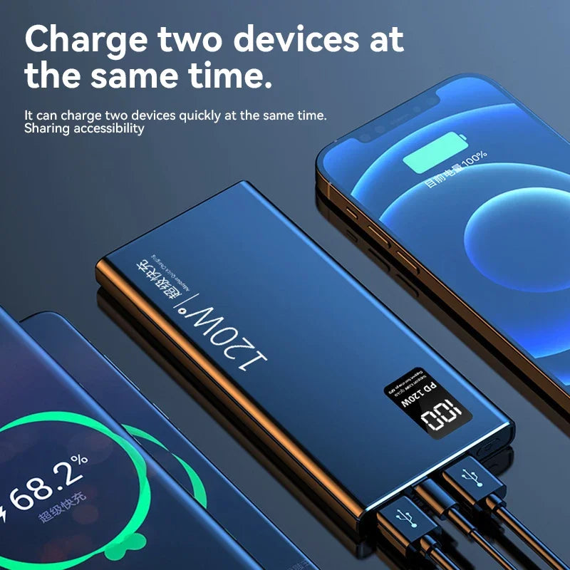 3C Certified 80000mAh 120W Super Fast Charge Power Bank Digital Display Portable for iPhone Xiaomi Fast Delivery