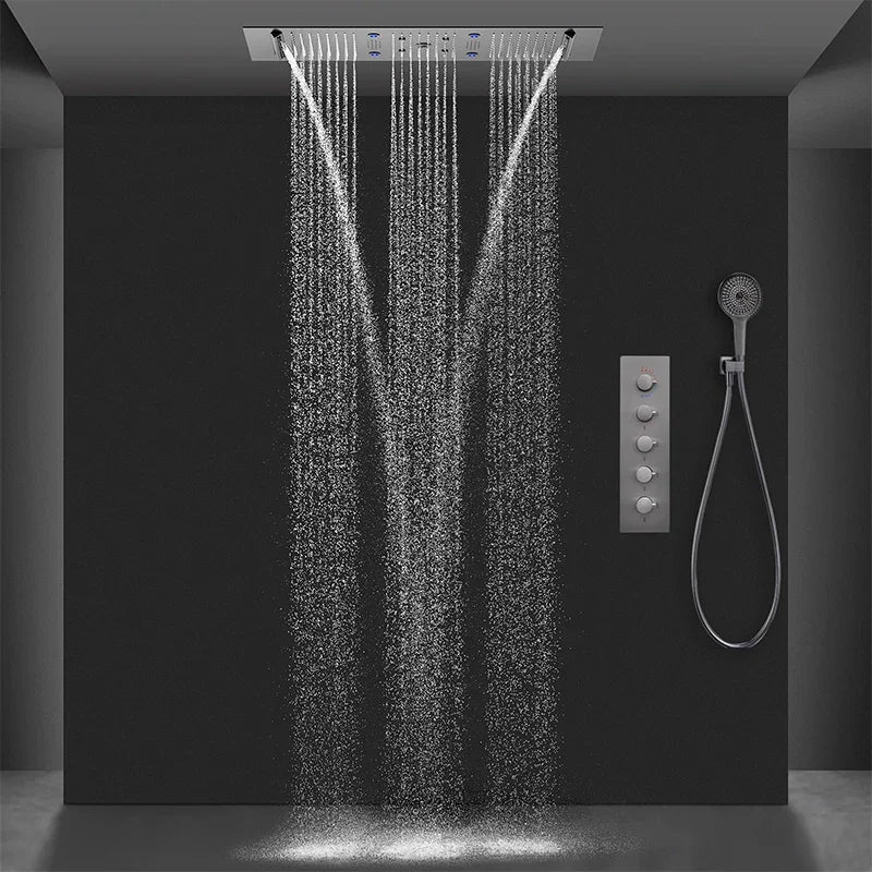 Embedded concealed shower head, wall-mounted, hidden, pre-buried, sky-high, giant overhead shower head with music function