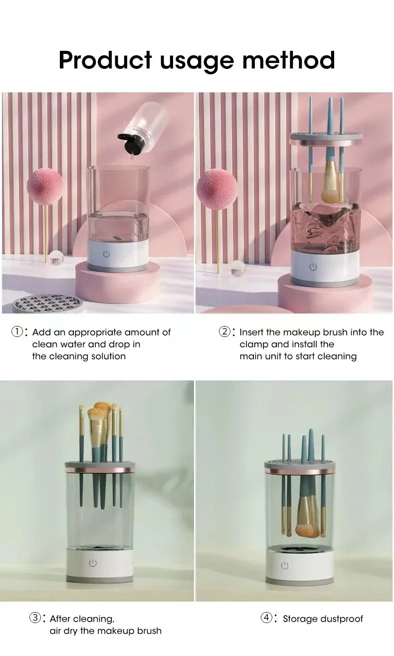 Makeup Brush Washer and Dryer USB Powered Odorless Battery-Free Plug and Play Makeup Cleaner Essential Beauty Accessory