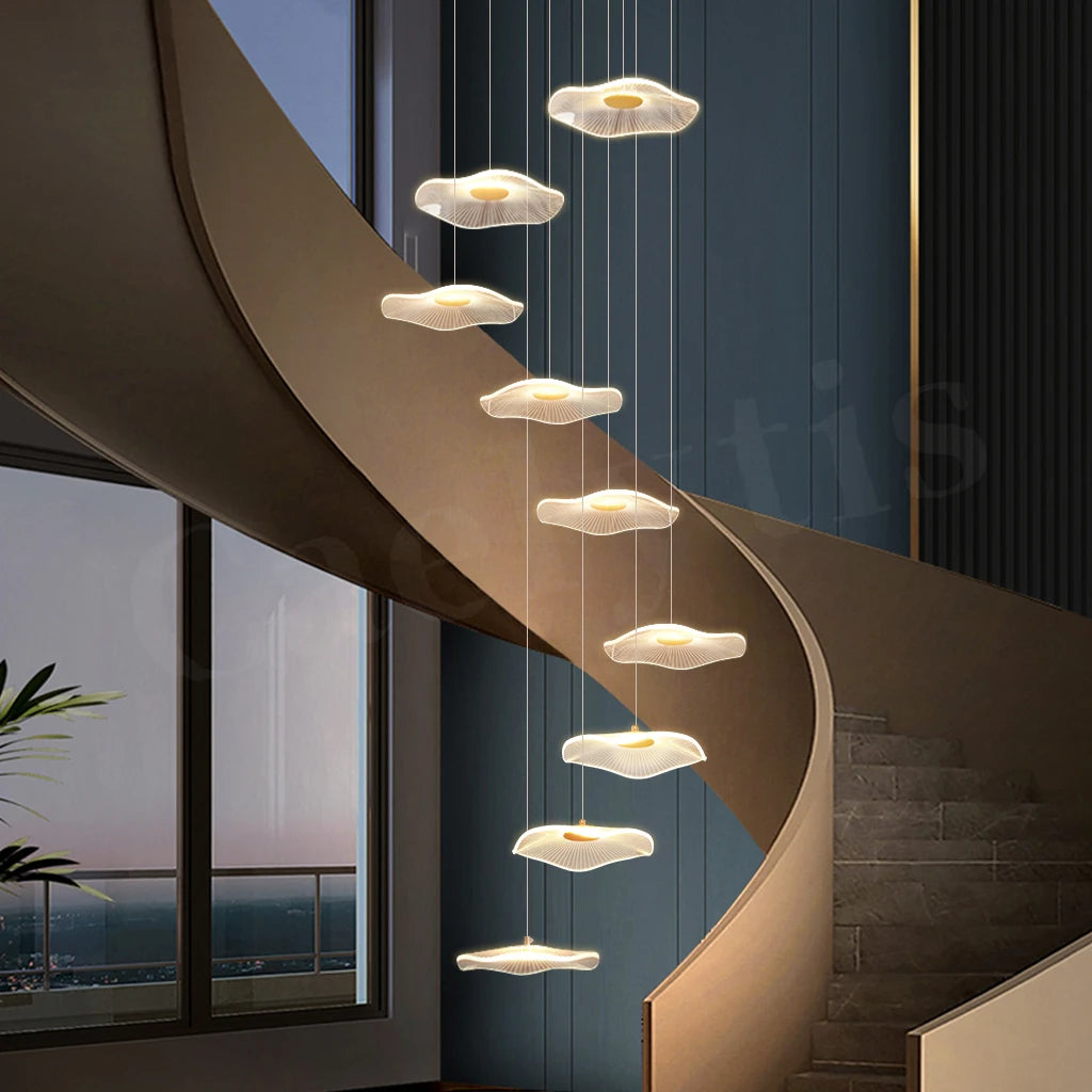 Modern LED Stair Chandeliers For Living Room Dining Room Pendant Lights Home Decoration Indoor Lamps  Hanging Lighting Fixtures