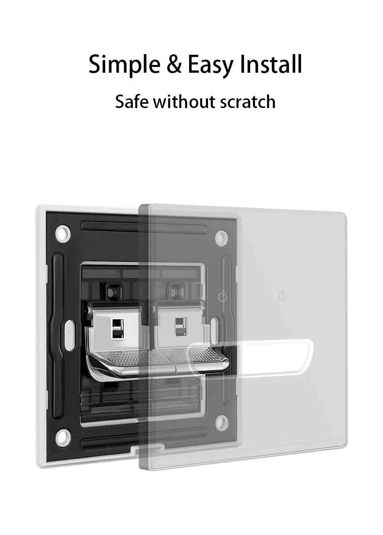 Wall Light Switch 1 2 3 4 Gang Tempered Glass Panel Blue LED Night Light White Black Gray Gold Pass Through Low Price