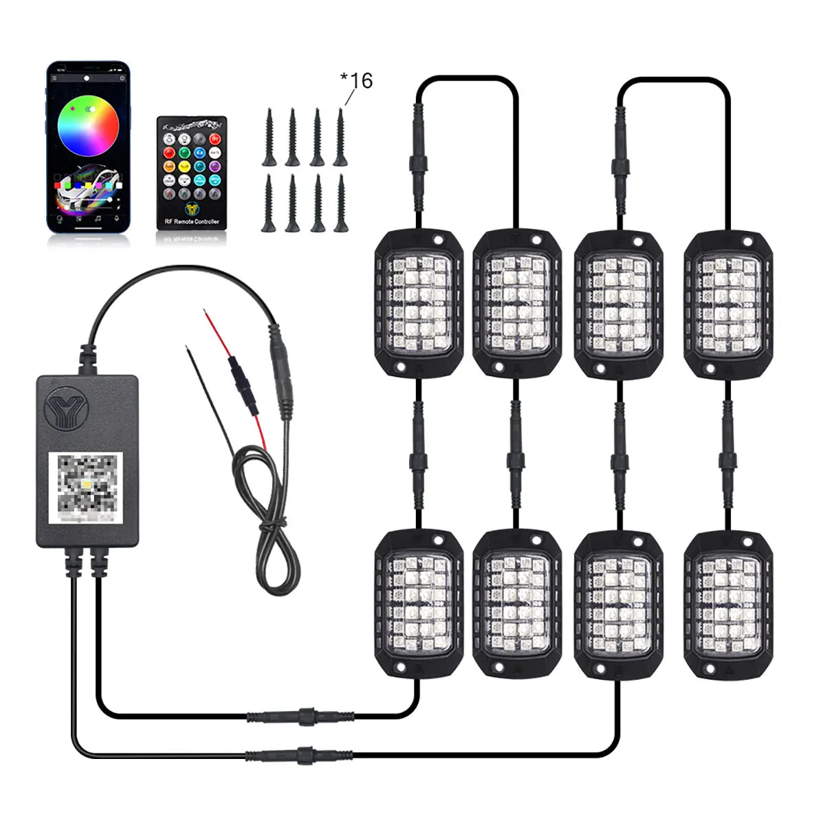 4/8/12PCS RGB Neon LED Rock Light 3D Lens Car Underglow Chassis Light Universal For Jeep Truck SUV ATV UTV Decorative Accessorie