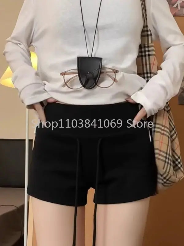 Red Shorts Women's Summer New Mid Waist Slim Fit Casual Drawstring Sports Pants Shorts for Women Womens Clothing