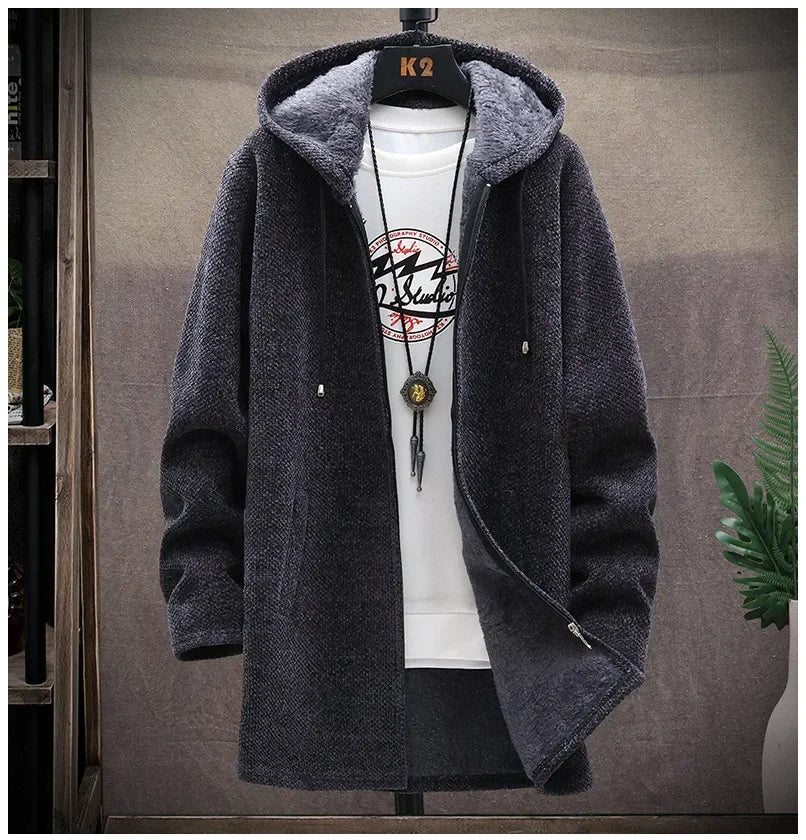 Customizable Thick hooded cardigan jacket