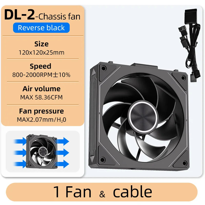 Coolcirc DL-2 Modular Wireless Splicing 120mm PC Case Cooling Fan ARGB Infinite Mirror Lighting Effect for Computer Water Cooler