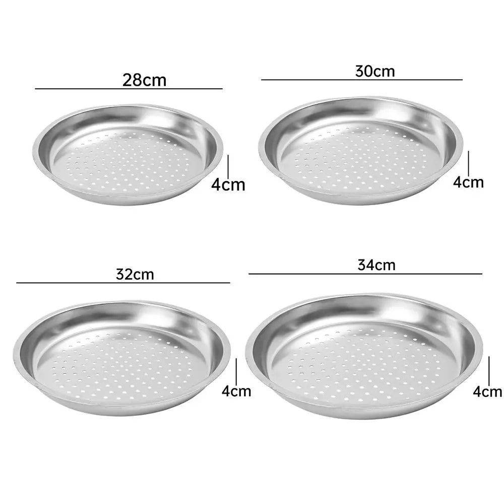 New 28/30/32/34cm Durable Dumplings Fish Steaming Tray Cooking Gadgets Thickened Steamer Stainless Steel Kitchen Wok
