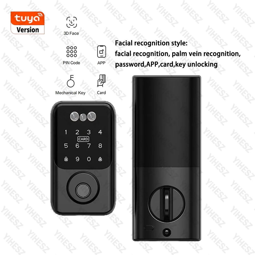 Tuya BLE Digital Electronic Smart Deadbolt Fingerprint Door Lock Password Card Key Unlock Keyless Entry For Smart Home