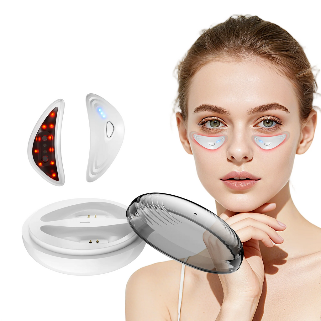 EMS Facial Eye Beauty Device With Gel Patches Red Light Eye Firming Massage For Eye Care Reducing Eye Bags Dark Circles