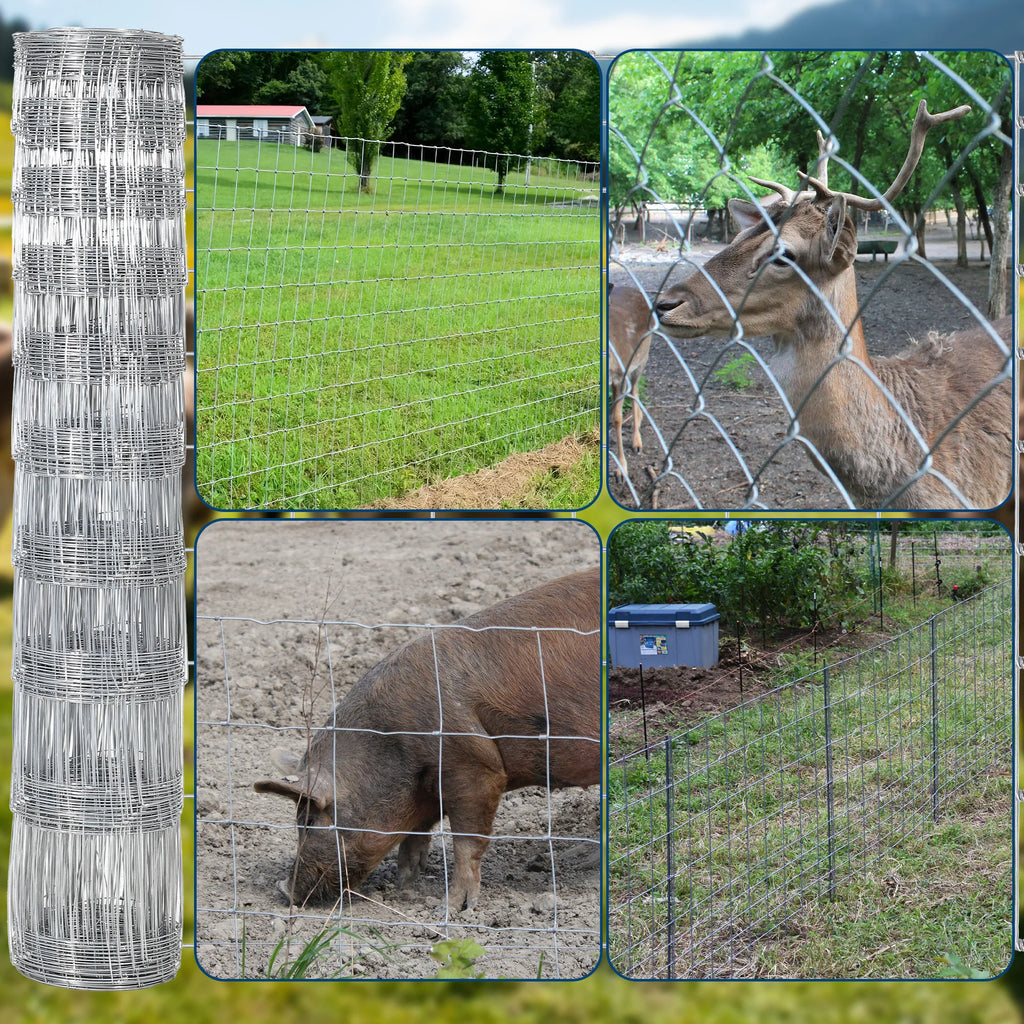Livestock Fence, Galvanized Wire Fencing, Cattle Farm Fence, Heavy Zinc Coated Deer Goat Cattle Fence for Farm Yard Livestock Protection