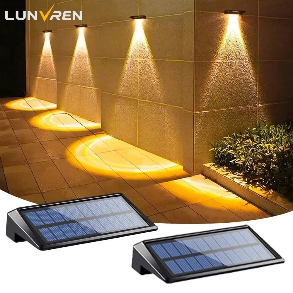 2 Pack Solar Wall Lights 4 LED Solar Fence Lights Outdoor Waterproof Solar Deck Lights Wall Lights for Fence Post Yard Pathway