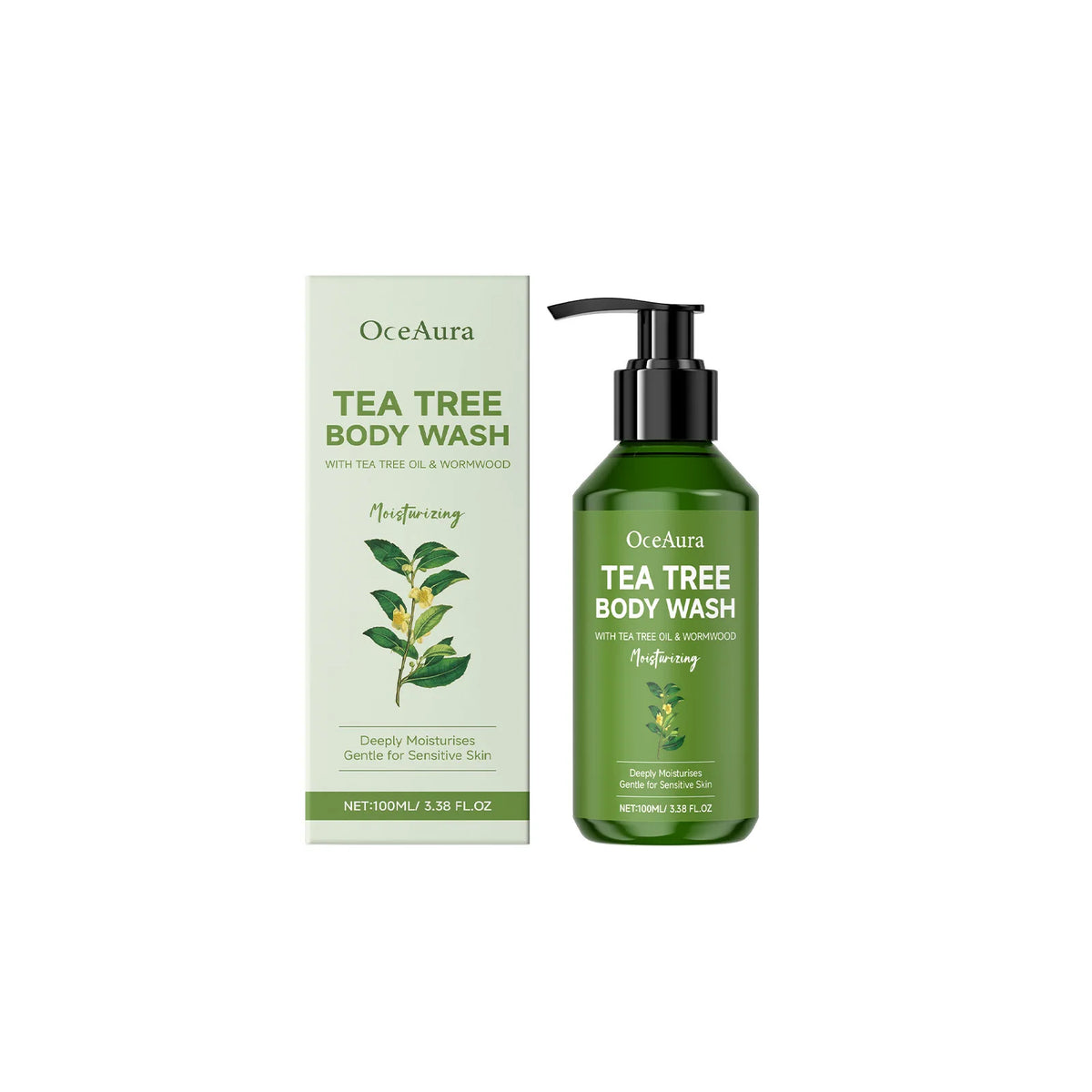 OceAura Tea Tree Body Wash Deep Cleaning Refreshing Skin Moisturizing Soft Skin Friendly Long Lasting Fragrance Shower Gel 100ml