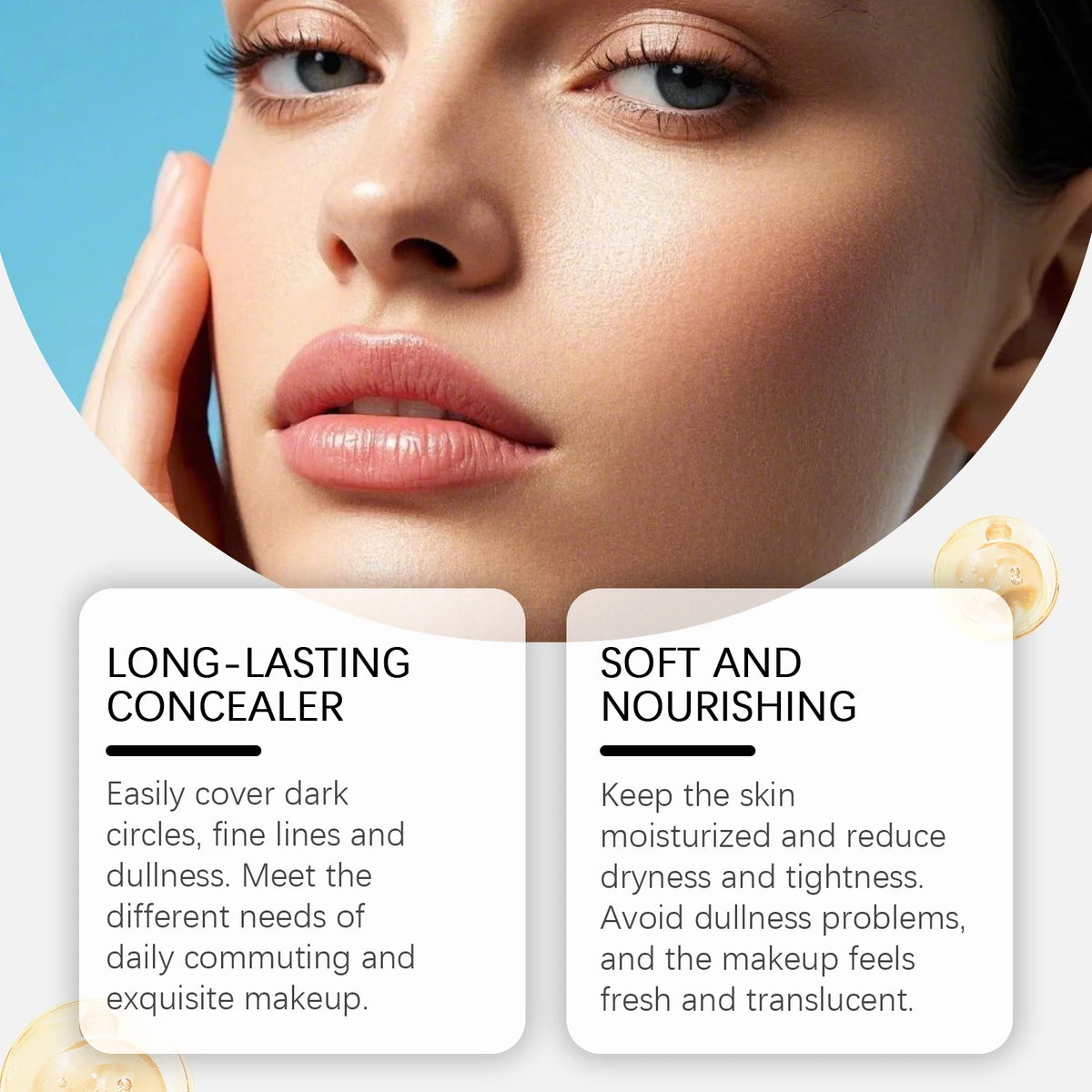 Zephoco Dark Circles Concealer Banana Pdrn Cover Blemishes Eye Brightener Lightweight Non-sticky Under-Eye Concealer Moisturizer
