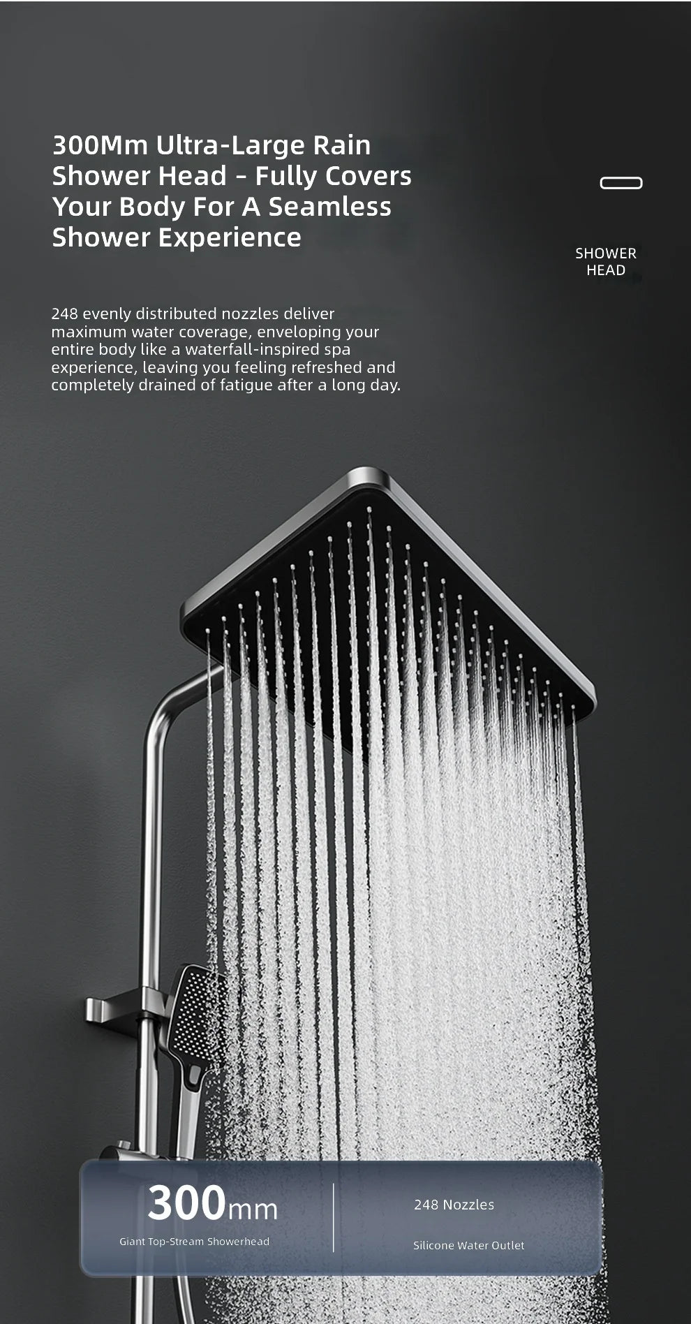 Shower Set, Thermostatic LED Display, Piano Key Pressurized Nozzle, Bathroom Home Decor, Water Saving Faucet System