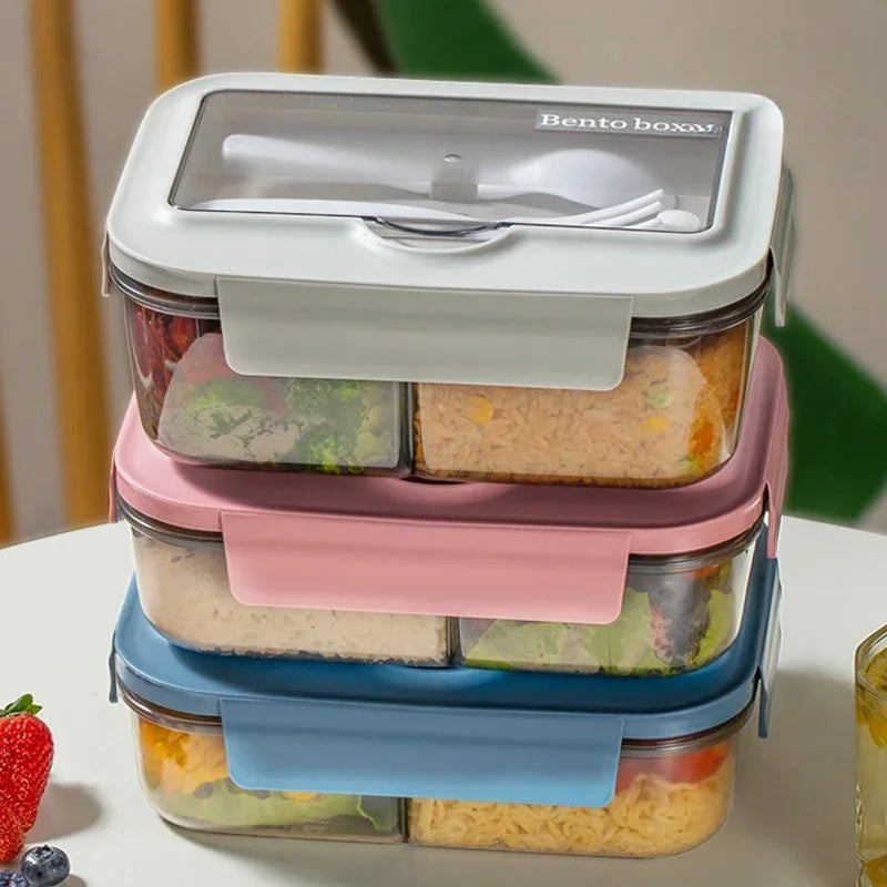 Food-grade Lunch Boxes Home Children's Compartments Bento Box Can Be Heated Microwave Oven Student Rectangle Plastic Lunch Boxes