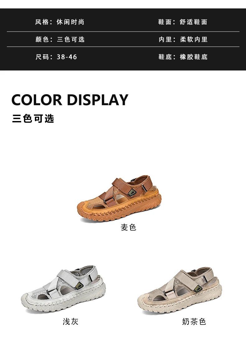 Summer Men Sandals Genuine Leather Mens Casual Shoes Outdoor Men Leather Sandals for Men Beach Shoes Roman mens Shoes