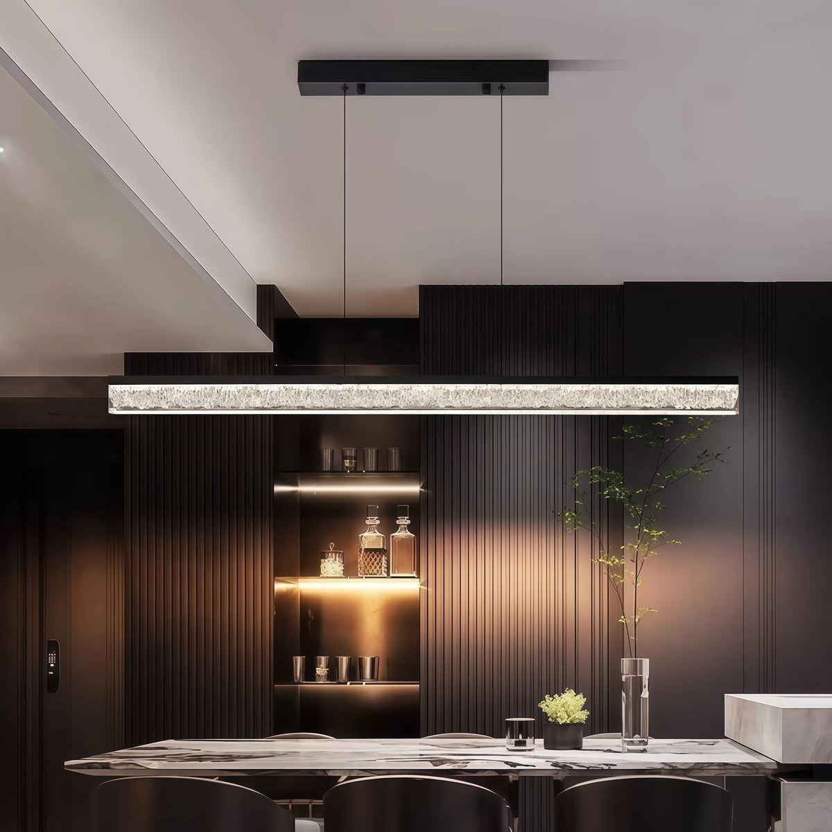 IRALAN Modern Ceiling Chandelier Line Dimmable Pendant Light Home Lamp Hanging for Kitchen Living Dining Room Decor
