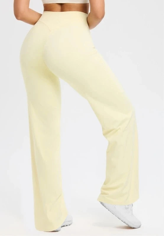 2026 C-B Women High Waist V Back Scrunch Straight Leg Yoga Pants Naked Feel Tummy Control Stretch Gym Pilates Sports Trousers
