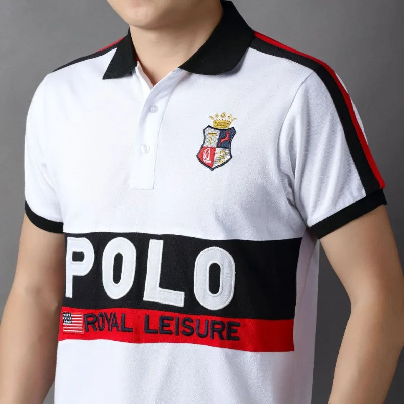 Plus Size 7XL 100% Cotton Summer Men's Polo Shirts Luxury Short Sleeve Contrast Color Letter Embroidery Simple Casual Male Tees