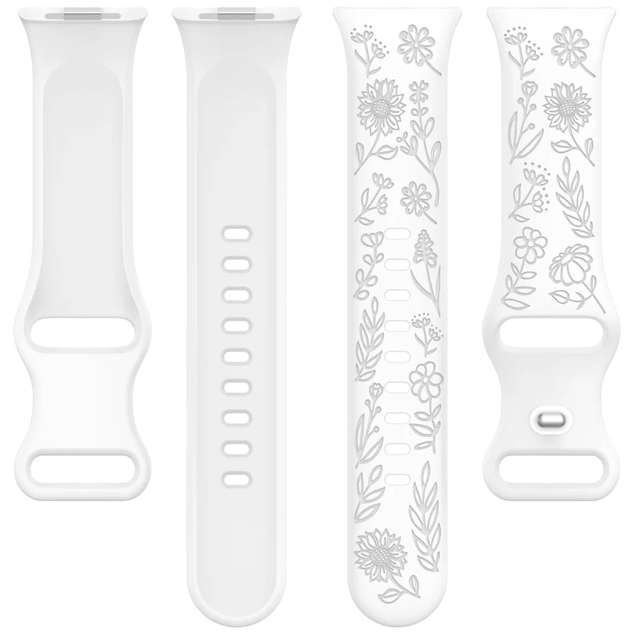 3D Carved Flowers Strap For Xiaomi Mi Smart Band 8 Pro/9 Pro/10 Pro Replacement Sport WristBand For Redmi Watch 4 5 6 Bracelet