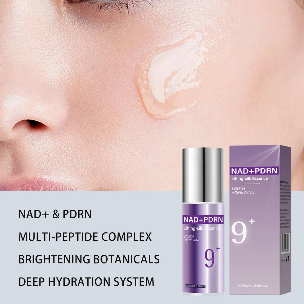 9+ NAD+ PDRN Lifting-sil Essence for Women Firming Fade Fine Lines NAD+ Serum Toner for Brightening Skin 50ML Skin Care Products