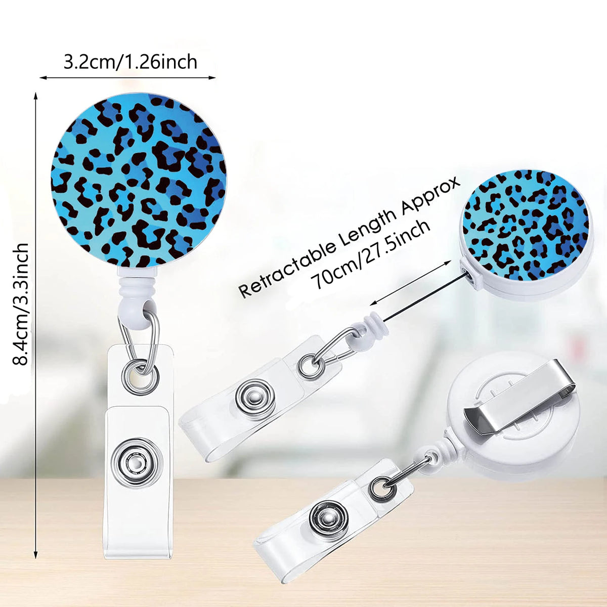 Leopard Print Card Holder Retractable Clip Business ID Badge Card Case Reel Yoyo Employee Cards Cover Workers Hang Certificates