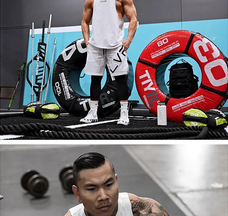 Men Summer Cotton Sleeveless Tank Top Gym Bodybuilding Fitness Running Workout Casual Athletic Sportswear Training Vest Clothing