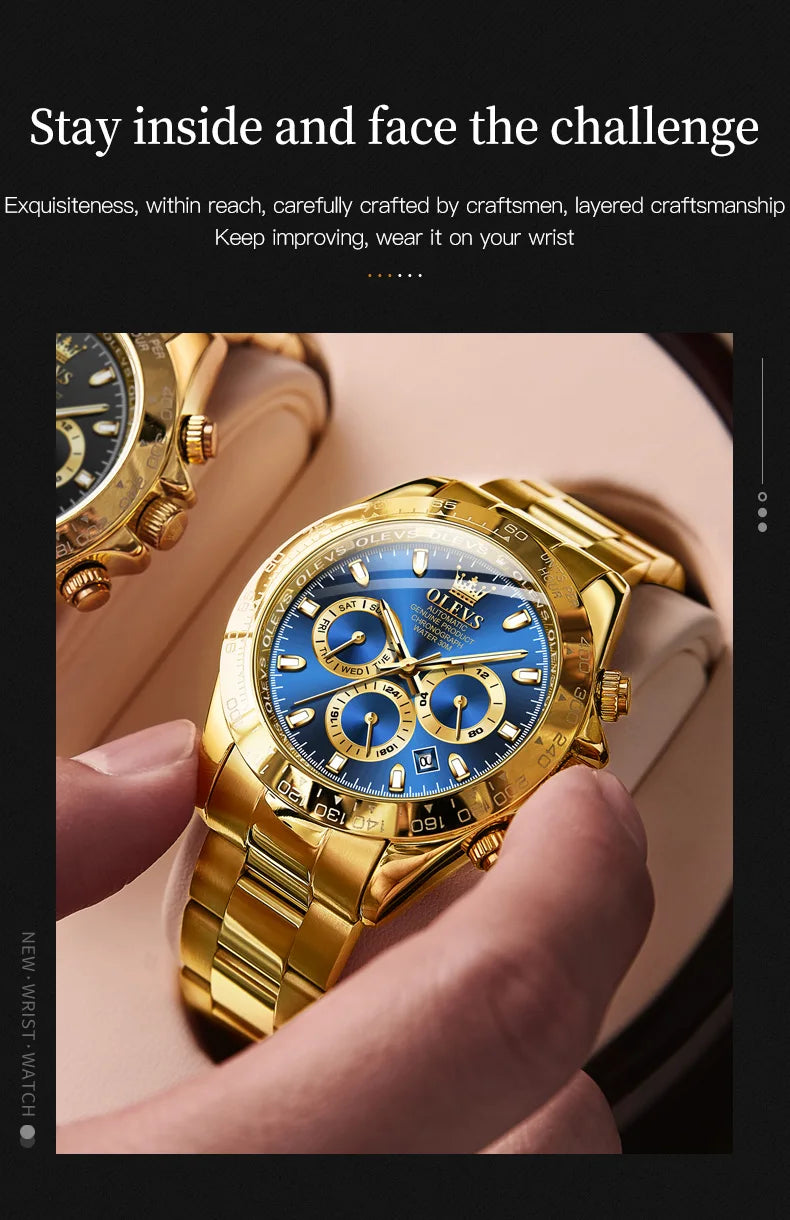 OLEVS 6638 Men Watch Classic Multifunctional Dial Waterproof Luminous Watches Fully Automatic Mechanical Male Wristwatch