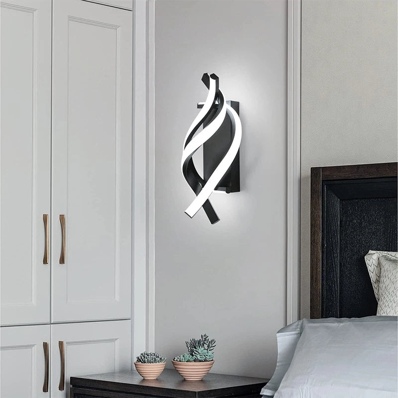Modern LED Wall Lamp Home Line Decoration Wall Lamp Living Room Background Wall Bedroom Headboard Black White Lighting Lustre