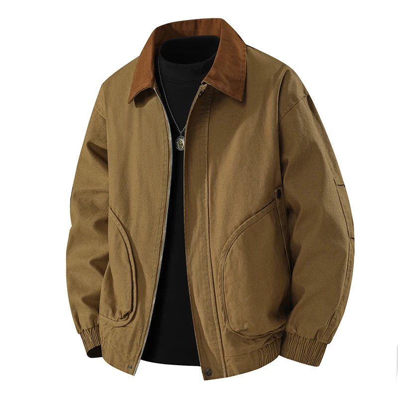 Men Jacket 100% Cotton Coats Safari Autumn Oversize 6XL 7XL 8XL Plus Size Camping Street Casual Business Work Zipper Softshell