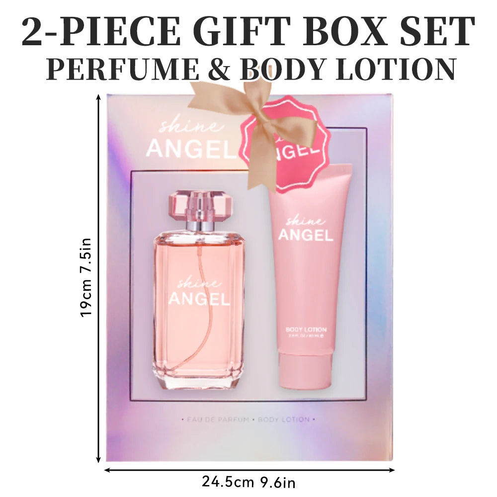 Eau de Parfum Spray and Body Lotion Gift Set Women's Fragrance Sets 3.4 Oz EDP Spray 2.8 Oz Body Cream Shine Angel 2 Pcs Gifts