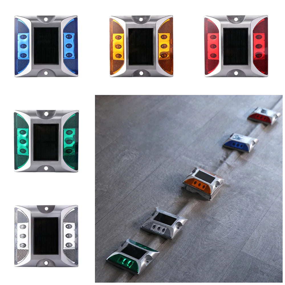 Square Solar Road Stud Light Double Side Reflective LED Ground Light IP68 Waterproof Solar Power Traffic Marker Light