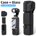 Case + Glass for DJI Osmo Pocket 4 Silicone Soft Protective Cover & Ultra-Clear Screen Protector Film for Pocket4 Accessories