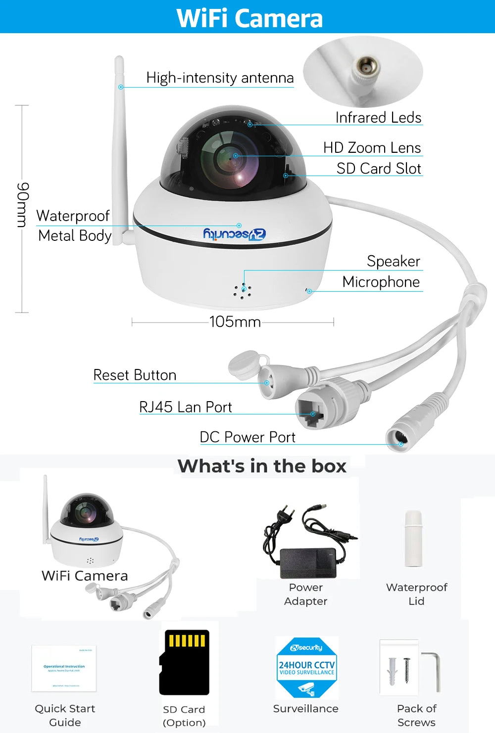 4K 8MP Wifi Dome PTZ Camera Outdoor Humanoid Tracking IP Camera Indoor 2-way Audio Wireless Home Security Surveillance Cameras