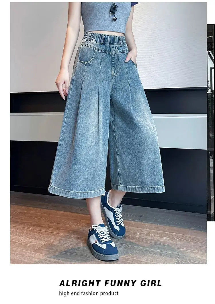 Denim Shorts Loose High Waist Wide Leg Shorts