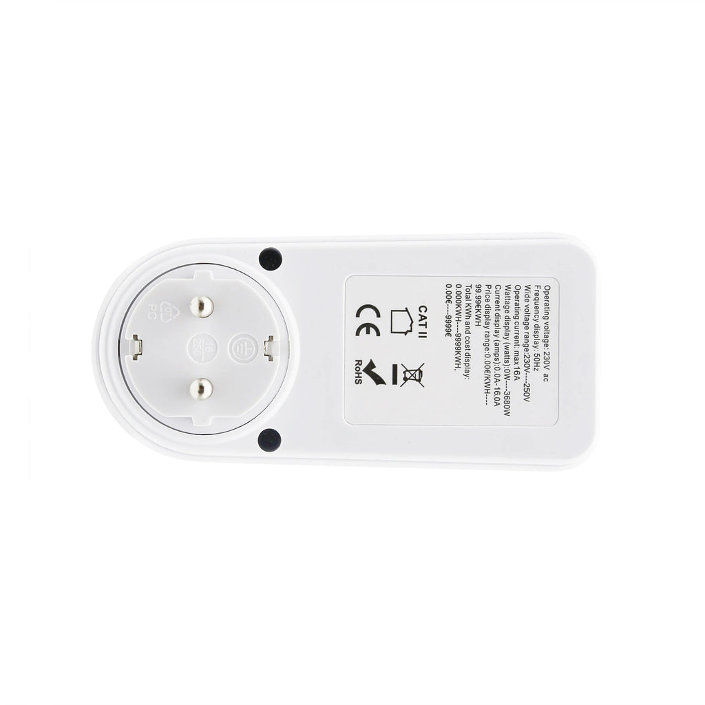 LCD Digital Display Electrical Energy Monitor Socket Backlight Watt Meter Socket EU Plug Real-time Wattage Voltage AMP Meter
