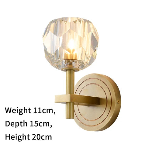 Modern Crystal wall lamp Luxury Living room bedroom lounge interior stairs wall lamp side lights Rose gold Copper wall light