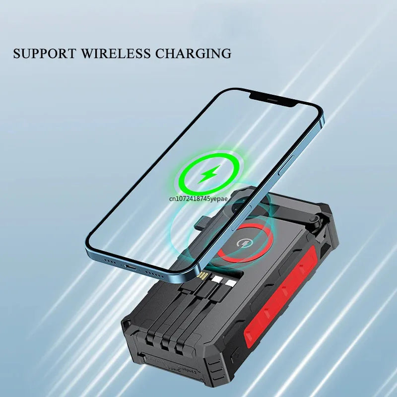 Portable Hand Crank Solar Power Bank With LED Light 20000mAh Large Capacity Fast Charging Powerbank Externala Battery Charger
