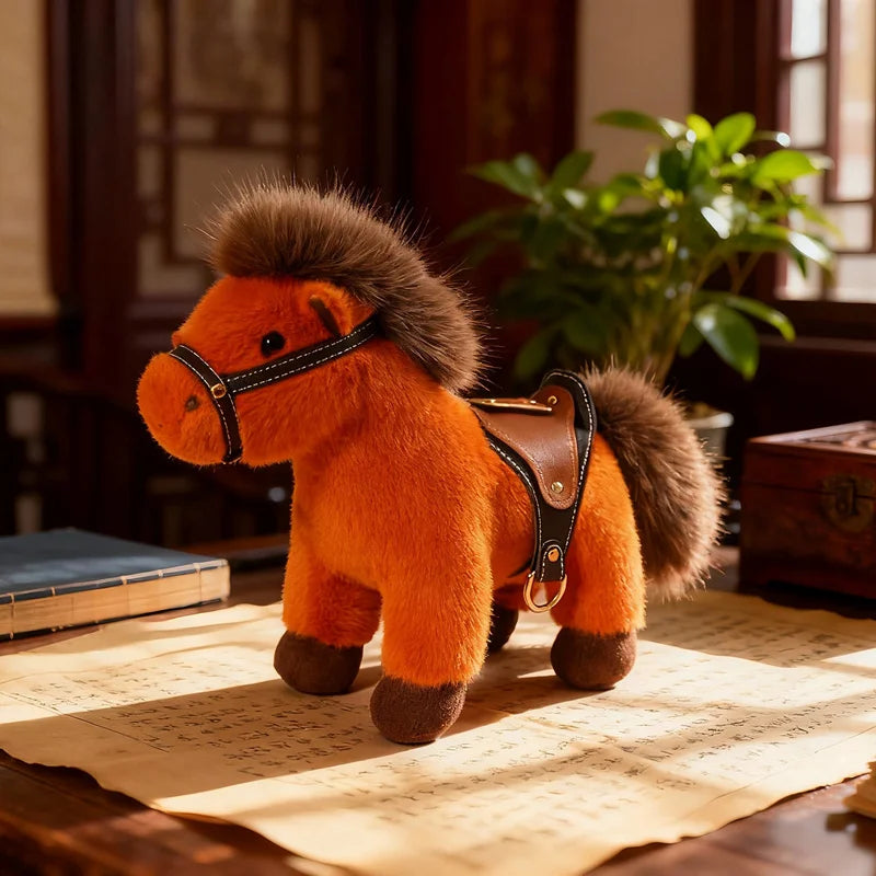 13/22cm High Quality Plush Steed Toy with Saddle Cute Plush Horse Doll Lovely Stuffed Animal Pony Bag Charm