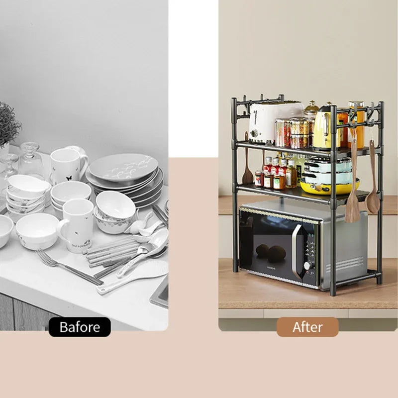 Kitchen Storage Rack Multi-Layer Microwave Rack Simple Standing Countertop Condiment Oven Organizer Shelf Kitchen Accessories
