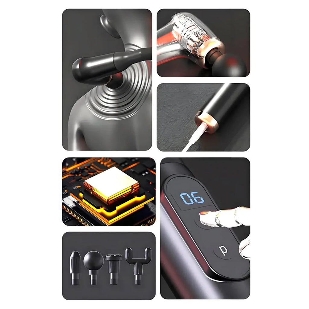 2026 New Massage with Extended Handle, Back and Neck Massage for Pain Relief, Massage Deep Tissue, with 4 Massage Heads